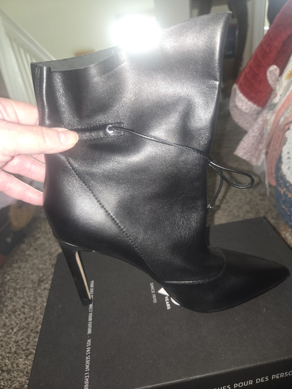 Nine West Black Pointed-Toe Stiletto Ankle Boots